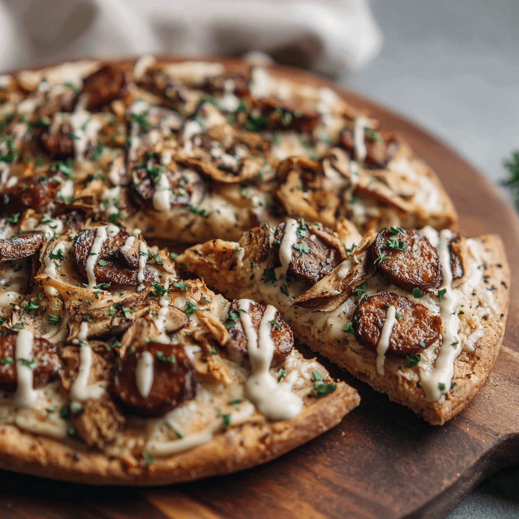 Vegan Mushroom & Plant Sausage Pizza Recipe - Recipe Image