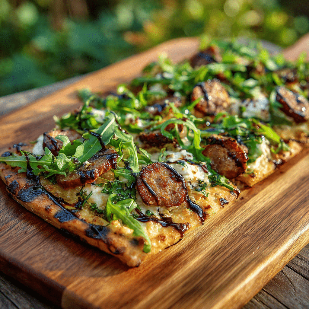 Grilled Sausage Flatbread Pizza Recipe - Recipe Image