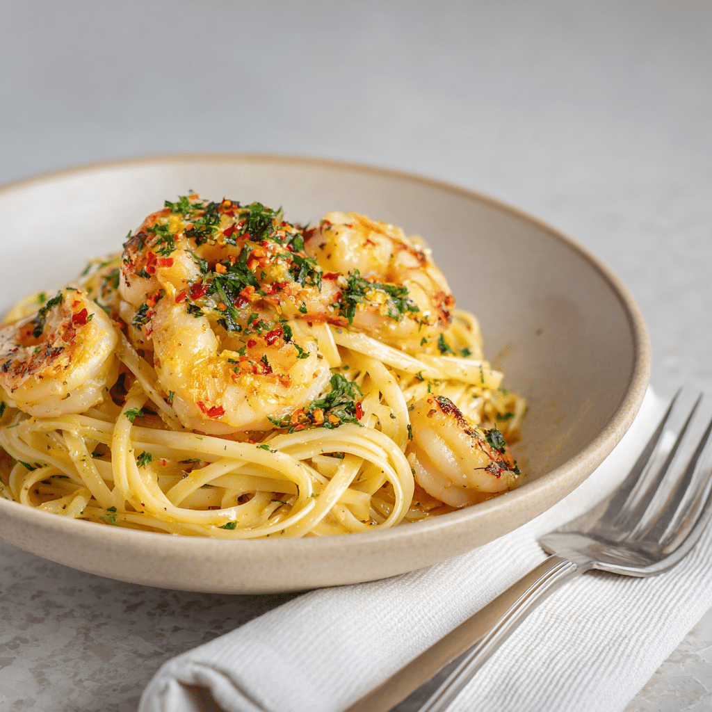 Lemon Garlic Shrimp Linguine Recipe - Recipe Image