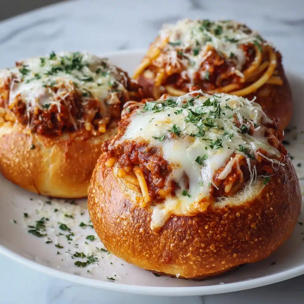 Spaghetti Garlic Bread Bowls Recipe - Recipe Image