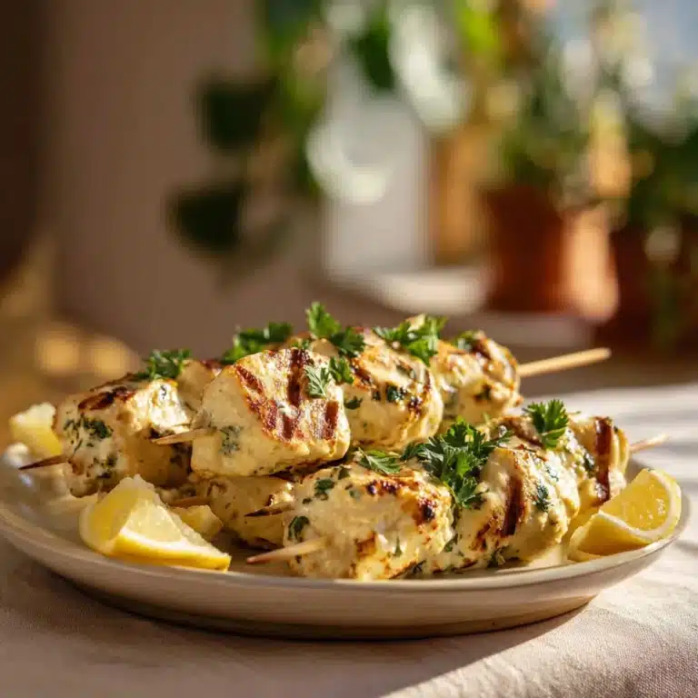 Chicken Malai Kebab with Lemon Garnish Recipe