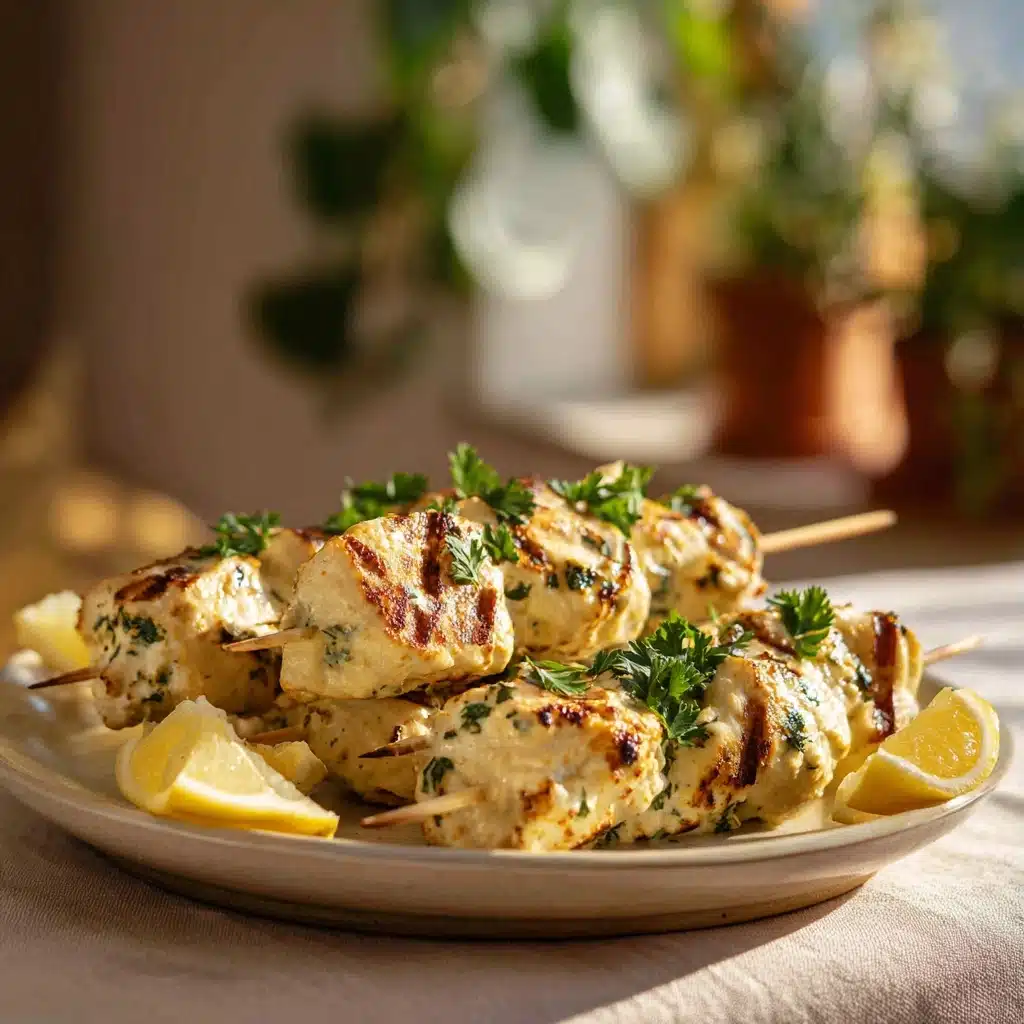 Chicken Malai Kebab with Lemon Garnish Recipe