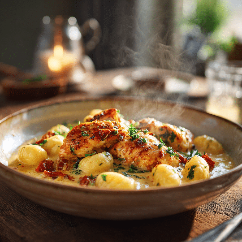 Creamy Sun Dried Tomato Chicken Gnocchi Recipe - Recipe Image