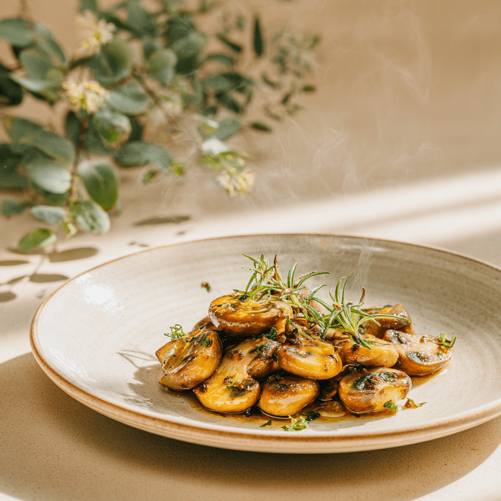 Garlic Butter Mushroom Bites Recipe - Recipe Image