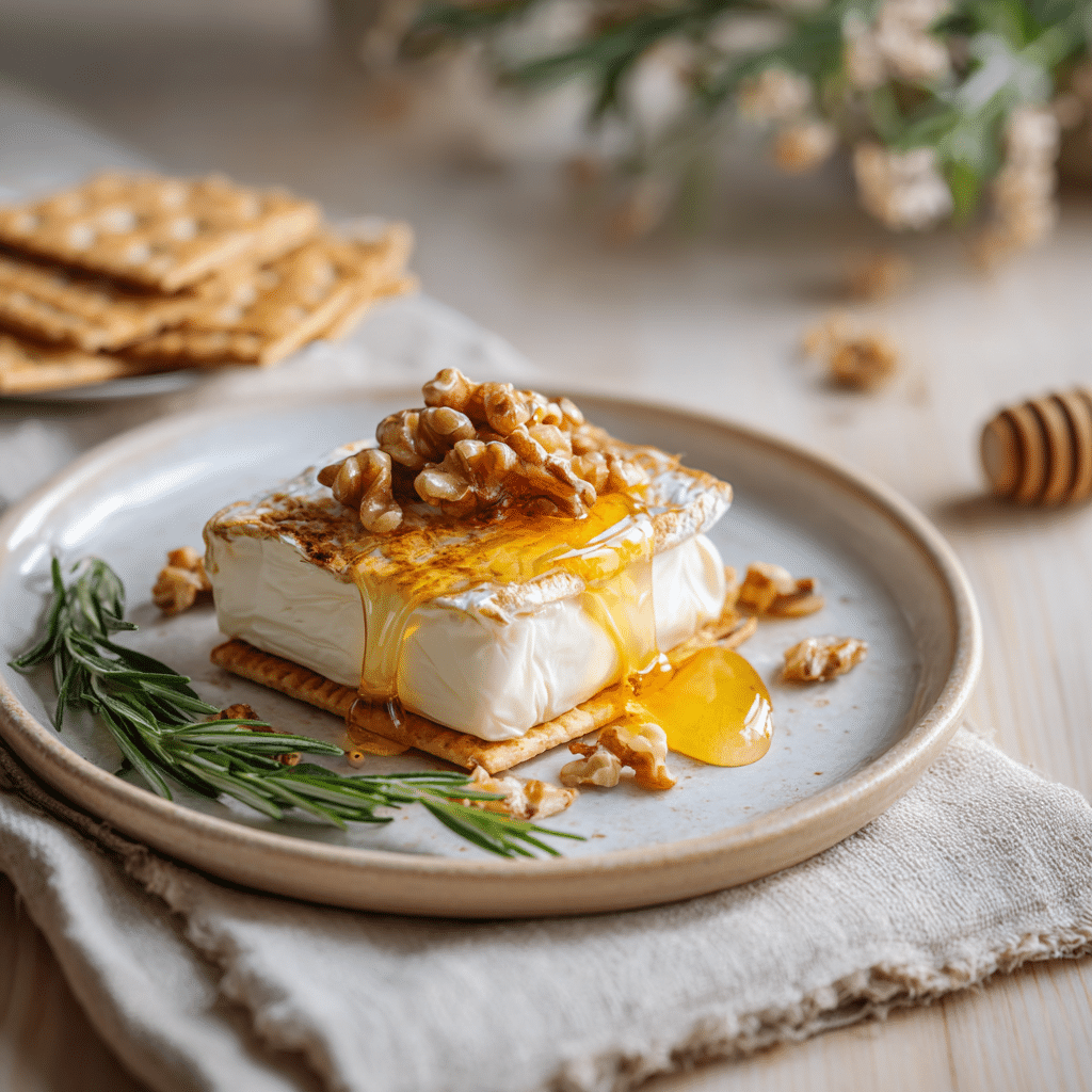 Baked Brie with Honey and Walnuts Recipe - Recipe Image
