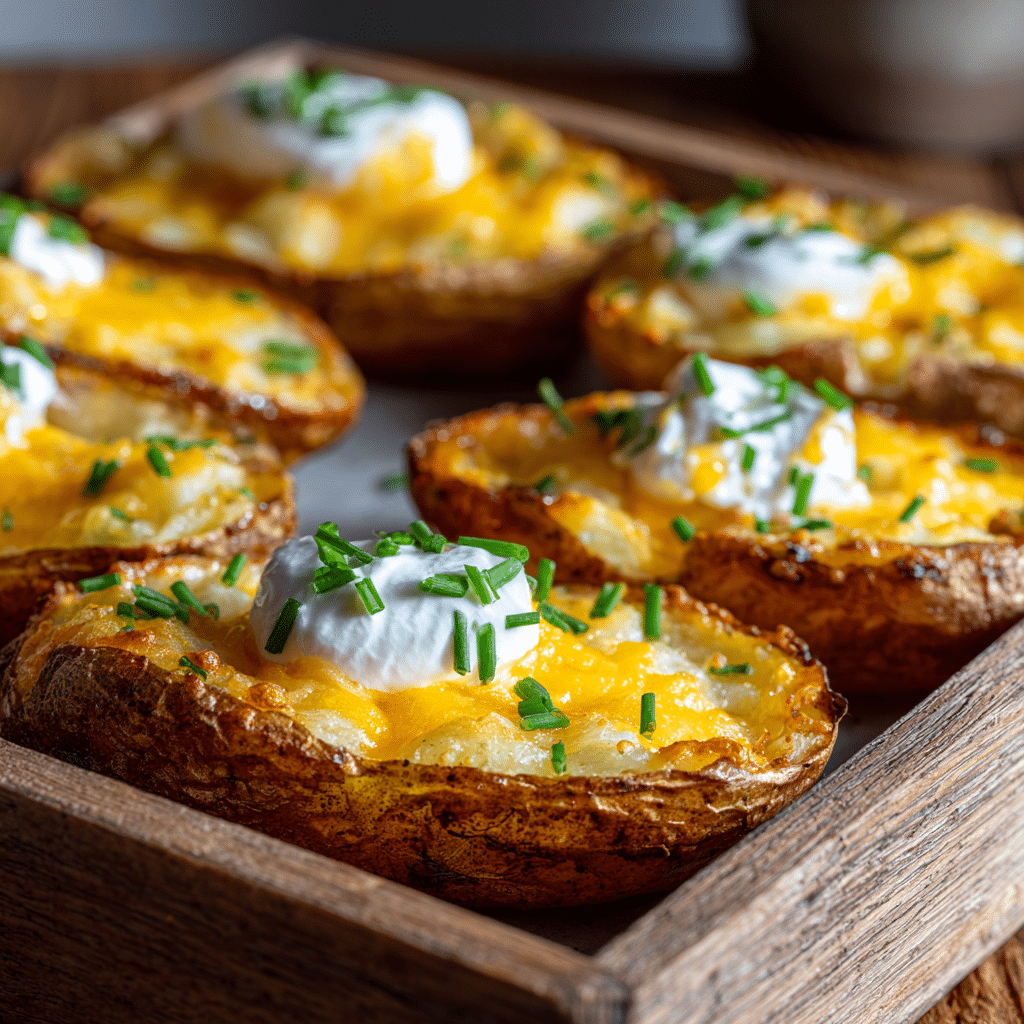 Crispy Potato Skins with Cheddar & Chives Recipe - Recipe Image