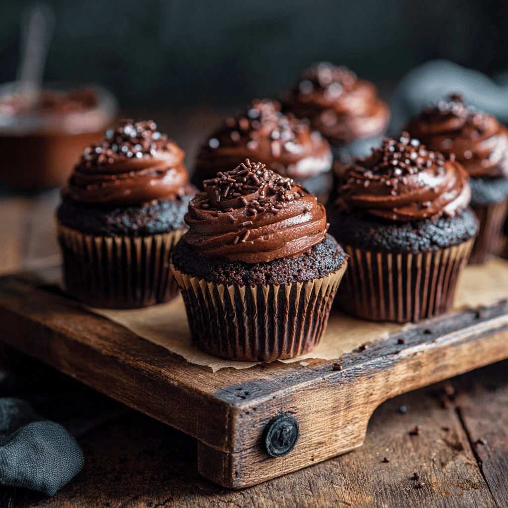 Chocolate Cupcakes with Ganache Frosting Recipe - Recipe Image