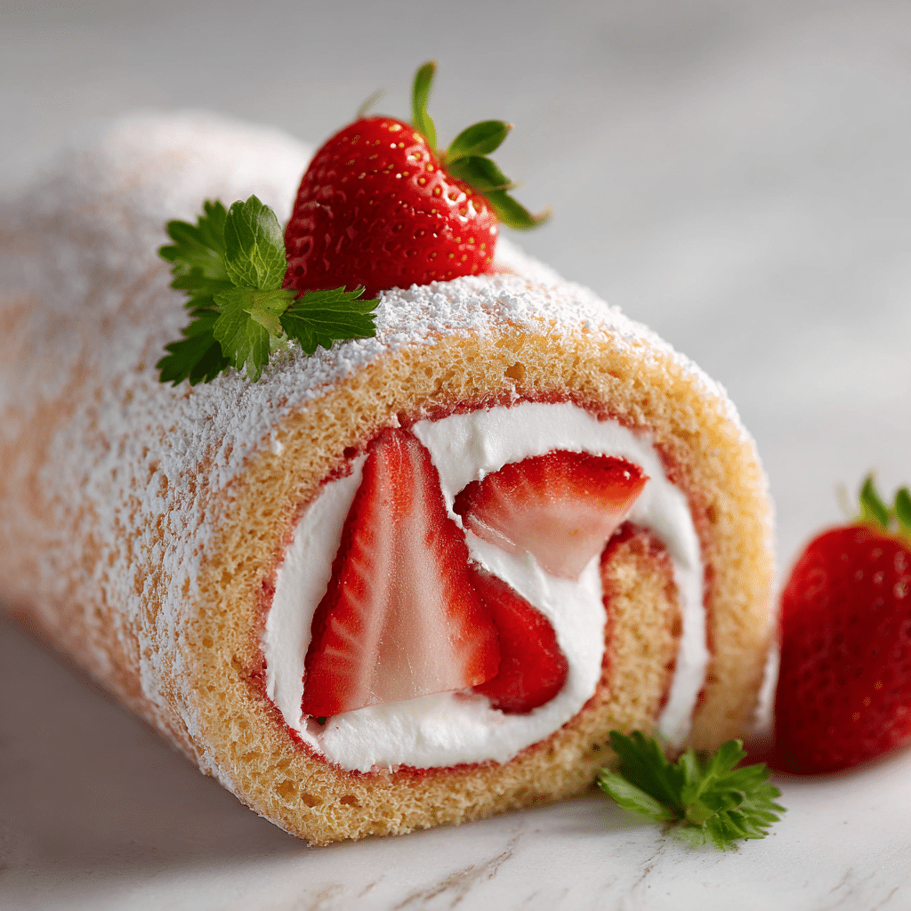 Strawberries and Cream Swiss Roll Recipe - Recipe Image