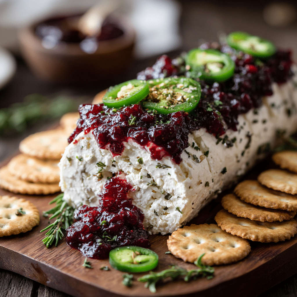 Jalapeno Cranberry Goat Cheese Log Recipe - Recipe Image