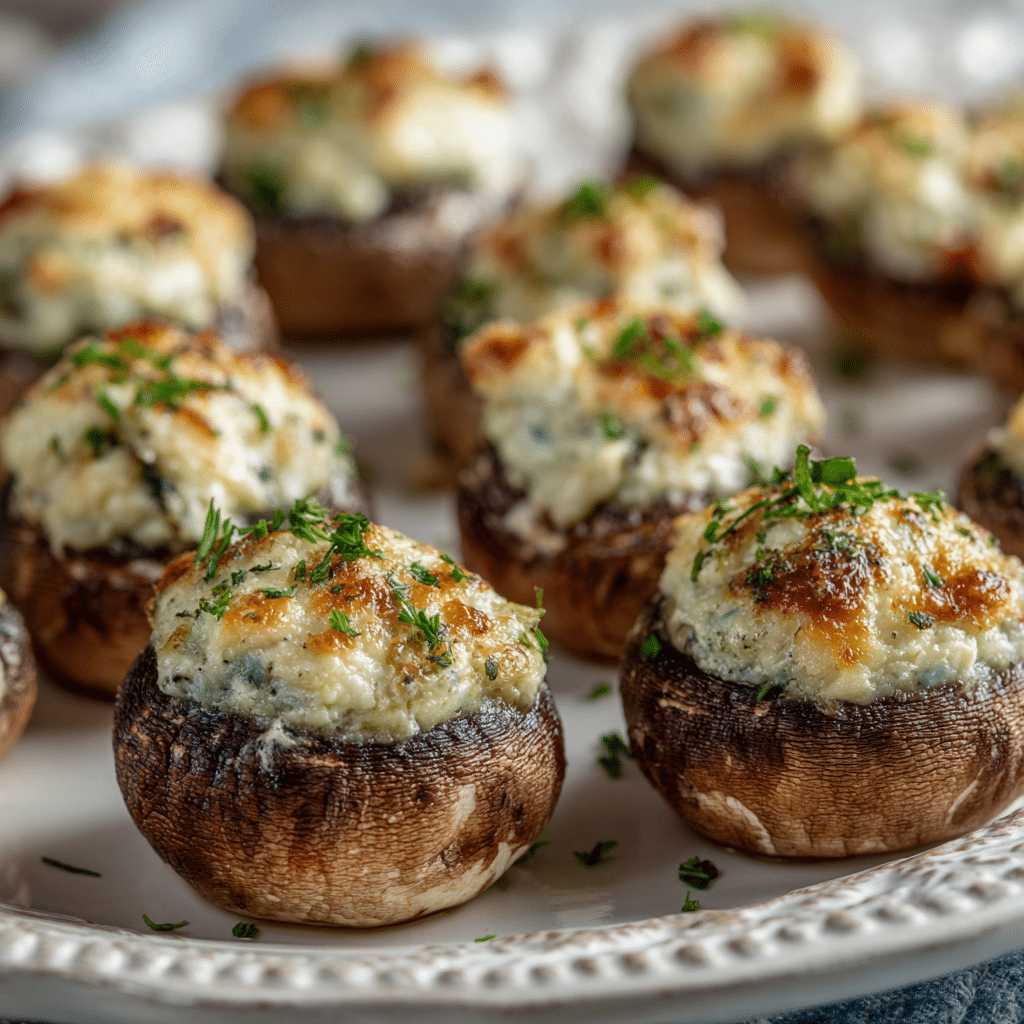 Stuffed Mushrooms with Garlic & Herb Cheese Recipe