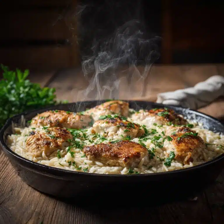 Creamy Garlic Parmesan Chicken Orzo Recipe
