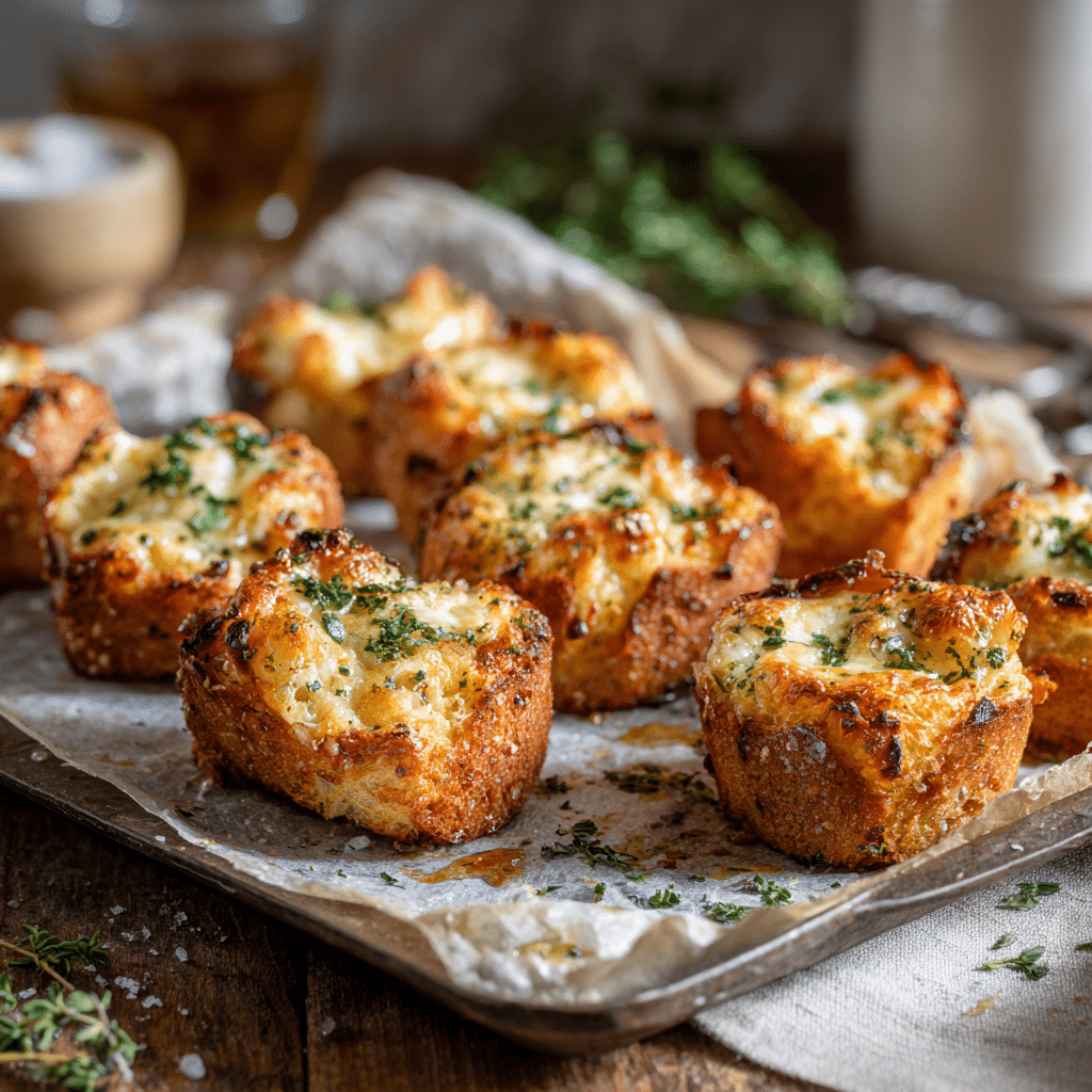 Cheesy Garlic Bread Bites Recipe - Recipe Image