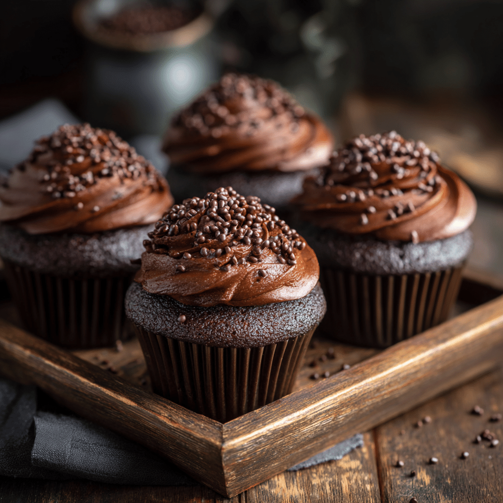 Chocolate Cupcakes with Ganache Frosting Recipe - Recipe Image