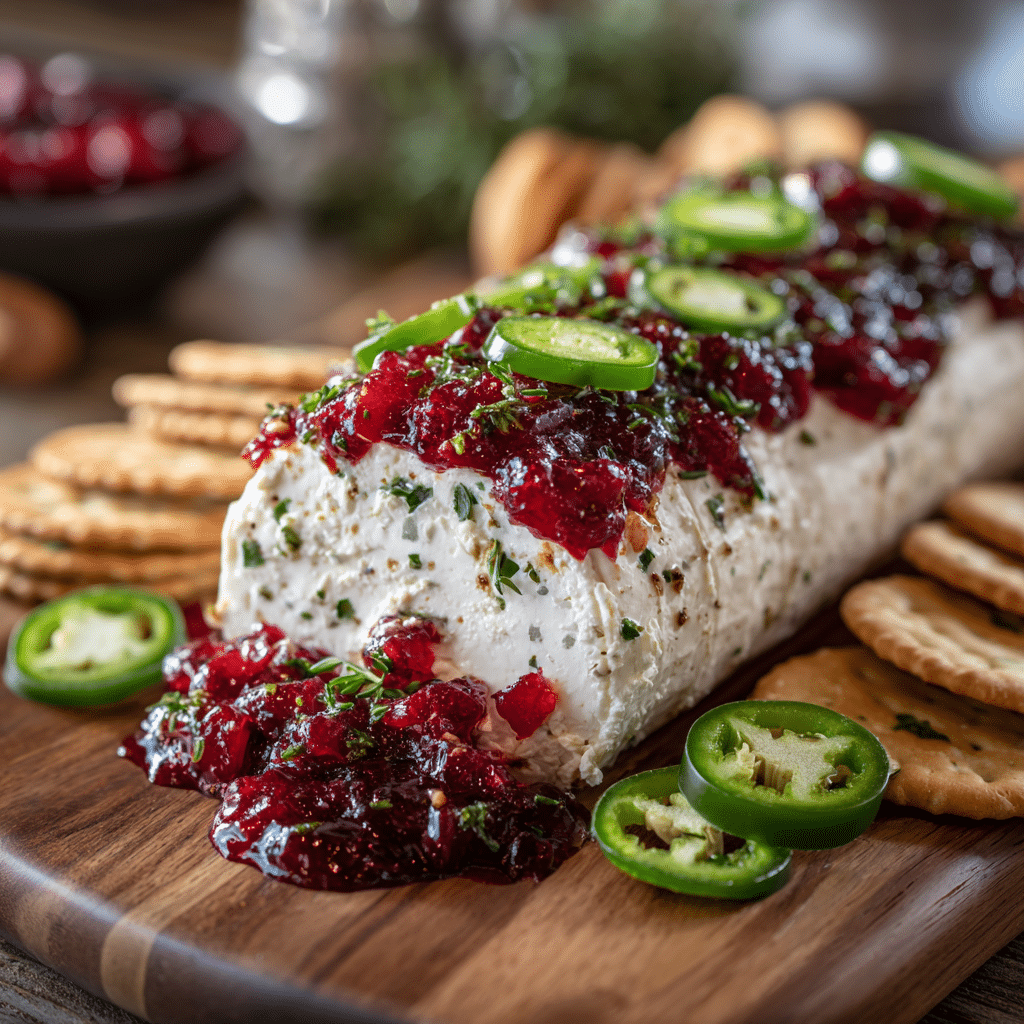 Jalapeno Cranberry Goat Cheese Log Recipe - Recipe Image