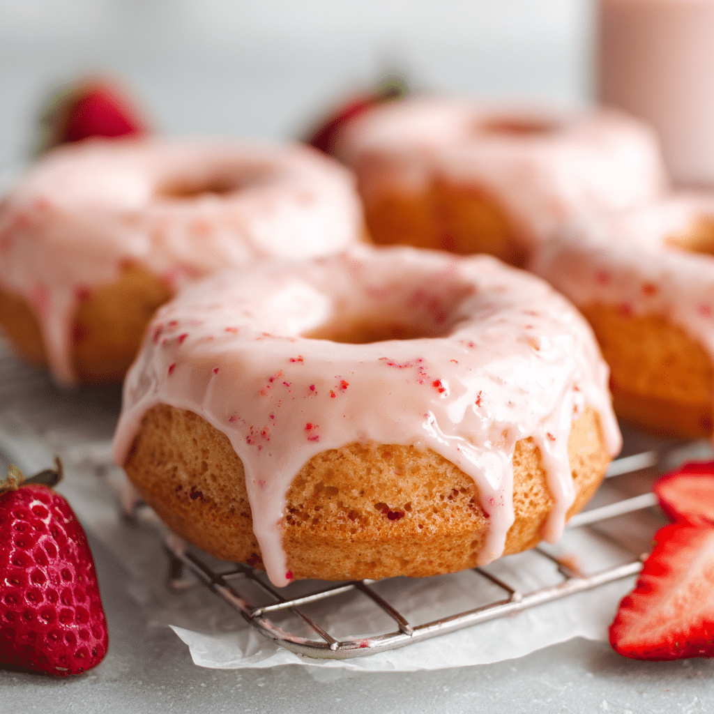 Baked Strawberry Donuts Recipe - Recipe Image