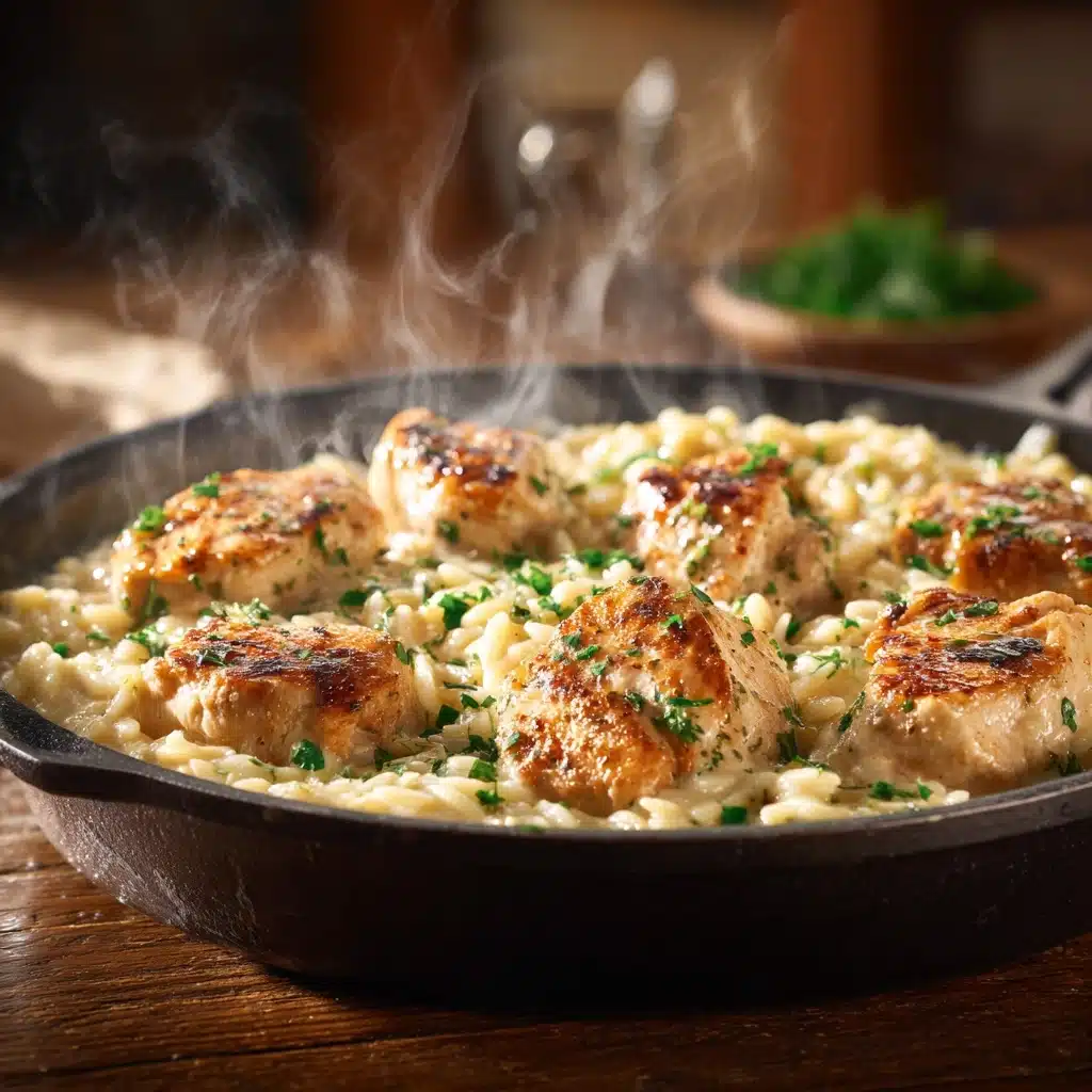 Creamy Garlic Parmesan Chicken Orzo Recipe - Recipe Image