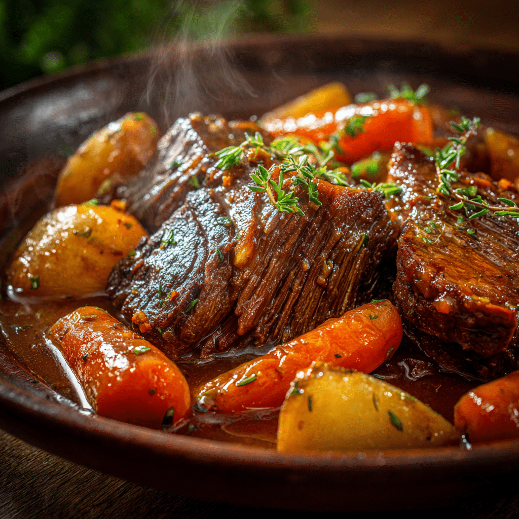 Slow Cooker Beef Roast with Potatoes and Carrots Recipe - Recipe Image