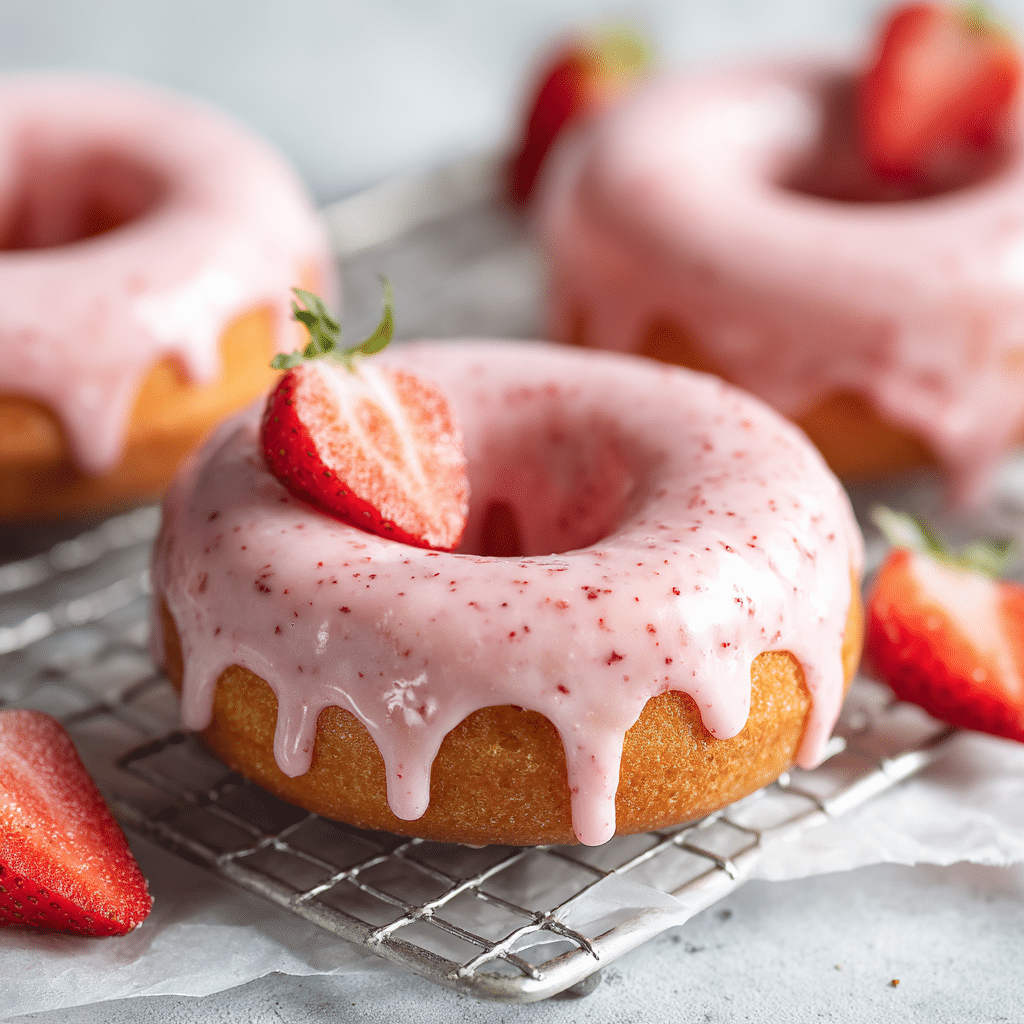 Baked Strawberry Donuts Recipe - Recipe Image