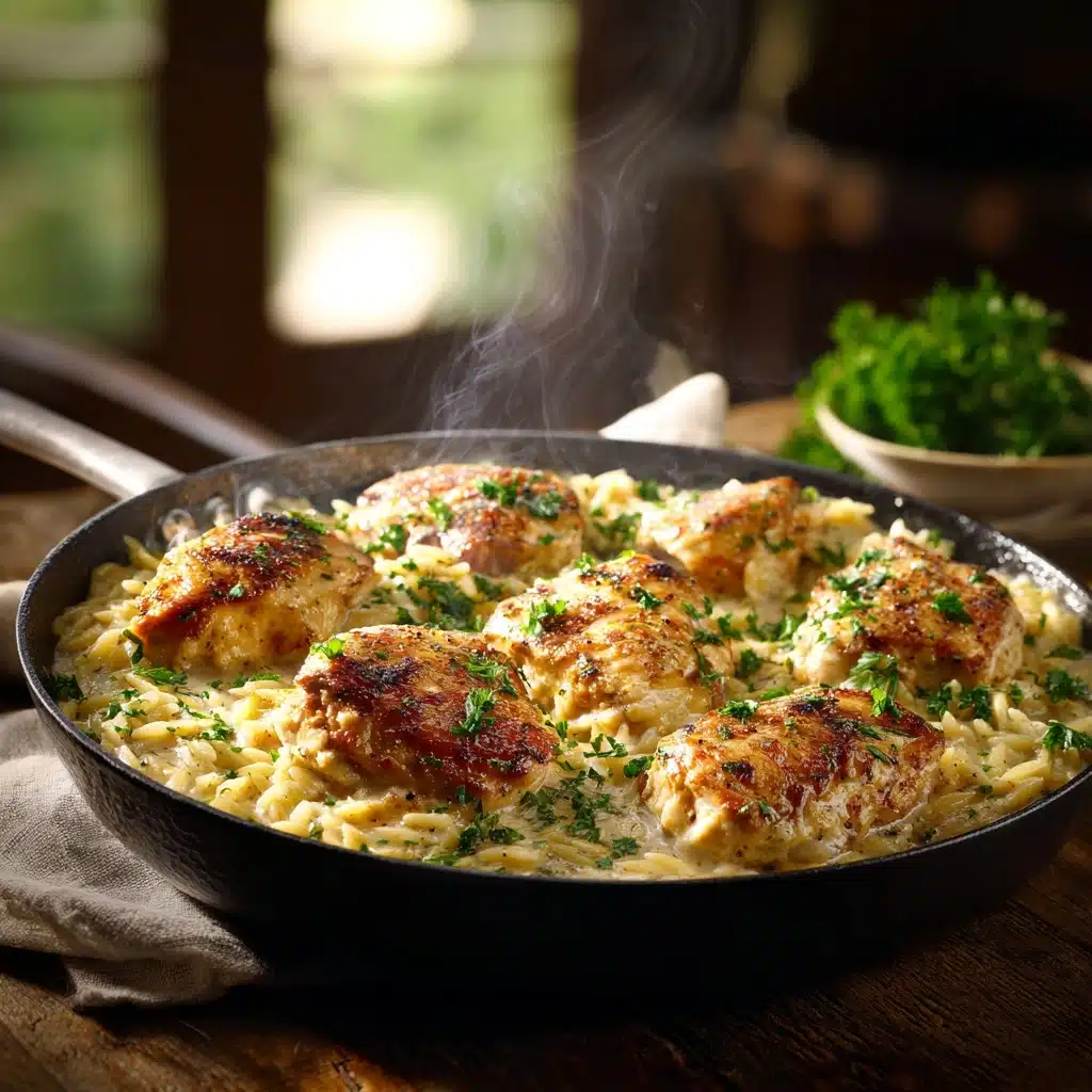 Creamy Garlic Parmesan Chicken Orzo Recipe - Recipe Image