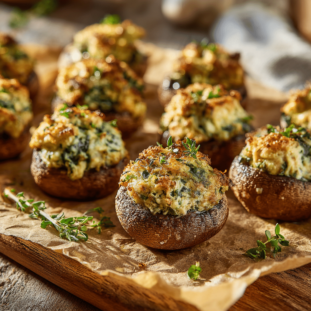 Spinach Dip Stuffed Mushrooms Recipe