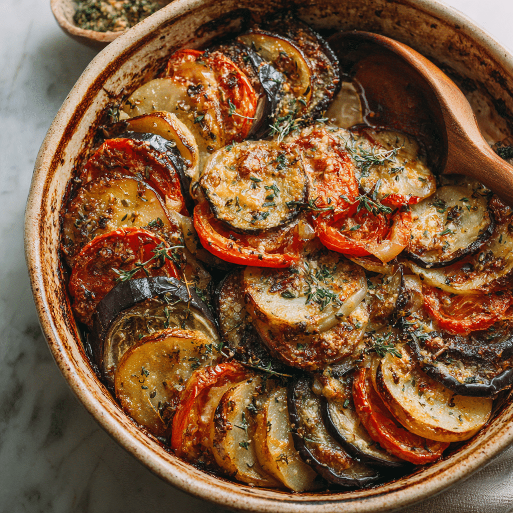 Mediterranean Eggplant & Potato Bake - Recipe Image