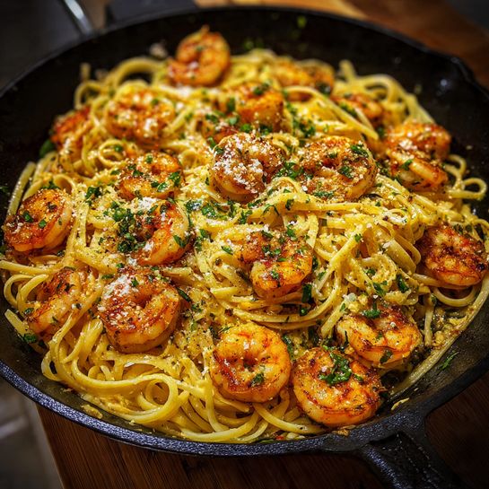 Garlic Butter Shrimp Linguine Recipe - Recipe Image