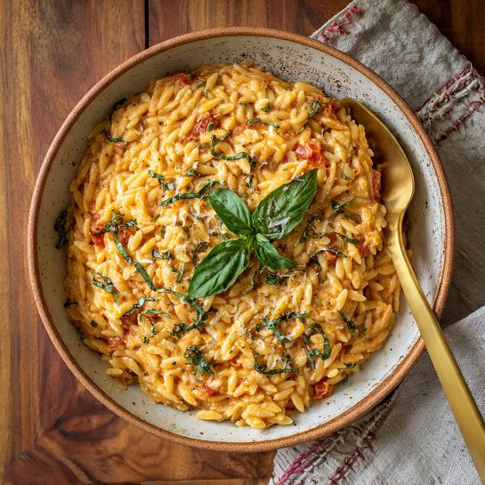 Creamy Tomato Basil Orzo Recipe - Recipe Image