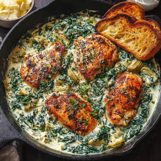 Creamy Spinach Artichoke Chicken Recipe - Recipe Image