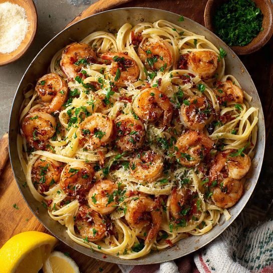 Garlic Butter Shrimp Linguine Recipe - Recipe Image
