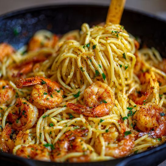 Spicy Shrimp Garlic Butter Pasta Recipe - Recipe Image