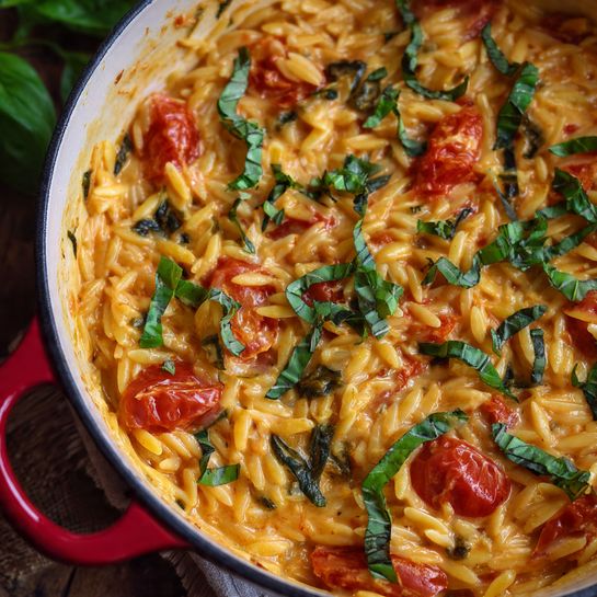 Creamy Tomato Basil Orzo Recipe