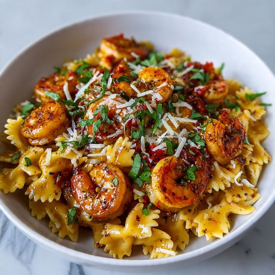 Spicy Shrimp Garlic Butter Pasta Recipe - Recipe Image