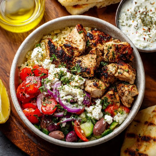 Greek Chicken Souvlaki Bowls Recipe - Recipe Image