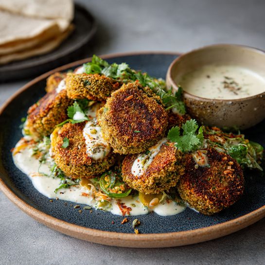 Crispy Baked Falafel with Tahini Sauce Recipe - Recipe Image