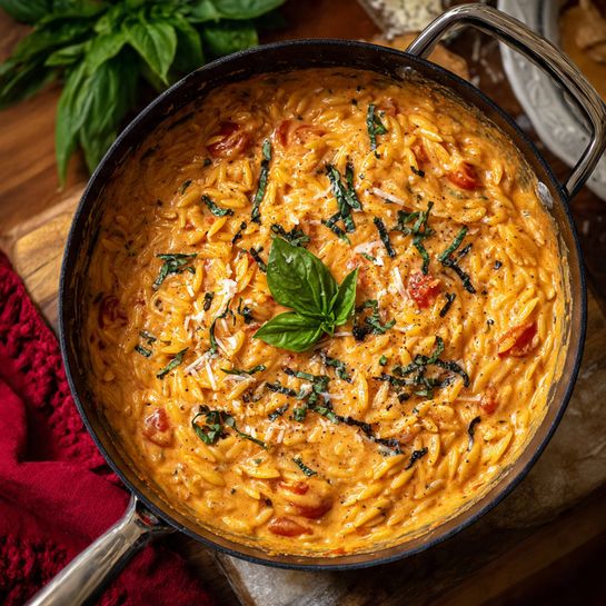Creamy Tomato Basil Orzo Recipe - Recipe Image