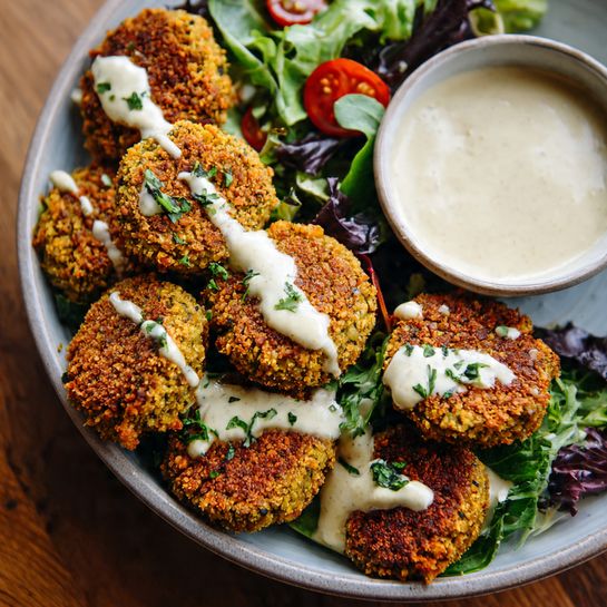Crispy Baked Falafel with Tahini Sauce Recipe