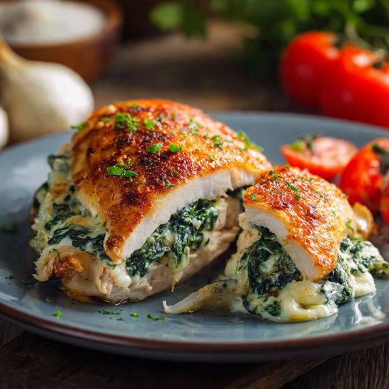 Cheesy Spinach Stuffed Chicken Recipe - Recipe Image