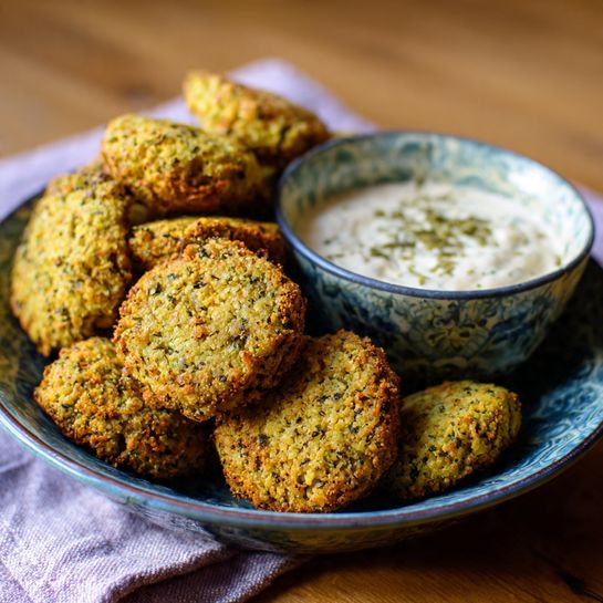 Crispy Baked Falafel with Tahini Sauce Recipe - Recipe Image