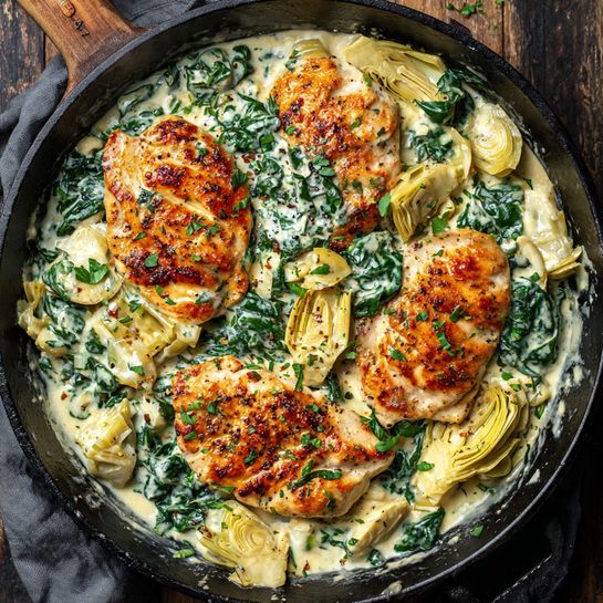 Creamy Spinach Artichoke Chicken Recipe - Recipe Image