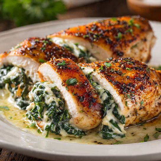 Cheesy Spinach Stuffed Chicken Recipe - Recipe Image