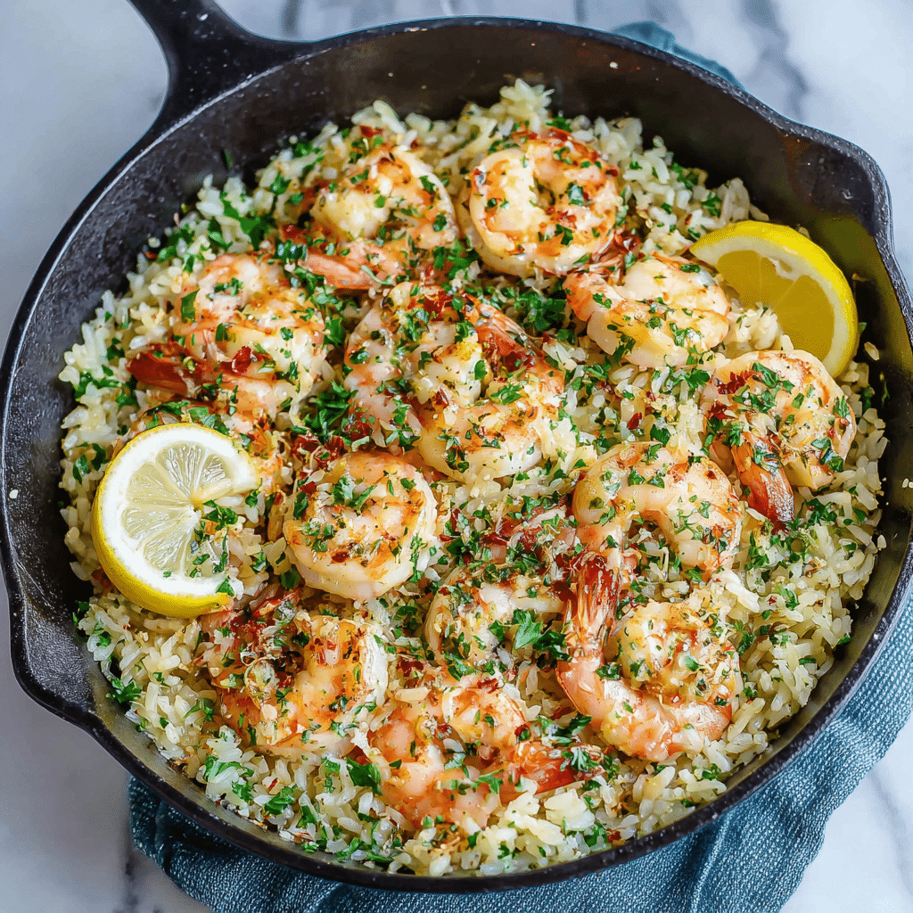 garlic shrimp and rice skillet