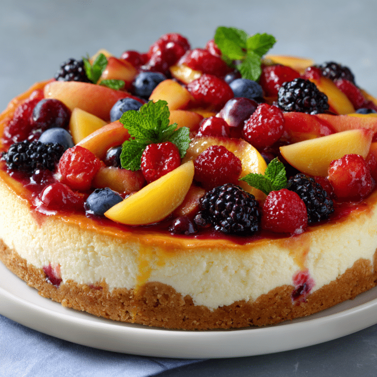 Summer Berry and Peach Cheesecake