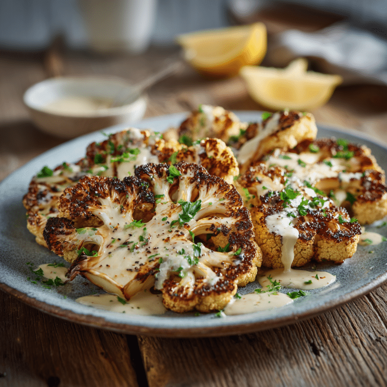 Roasted Cauliflower Steaks with Lemon Tahini Dressing