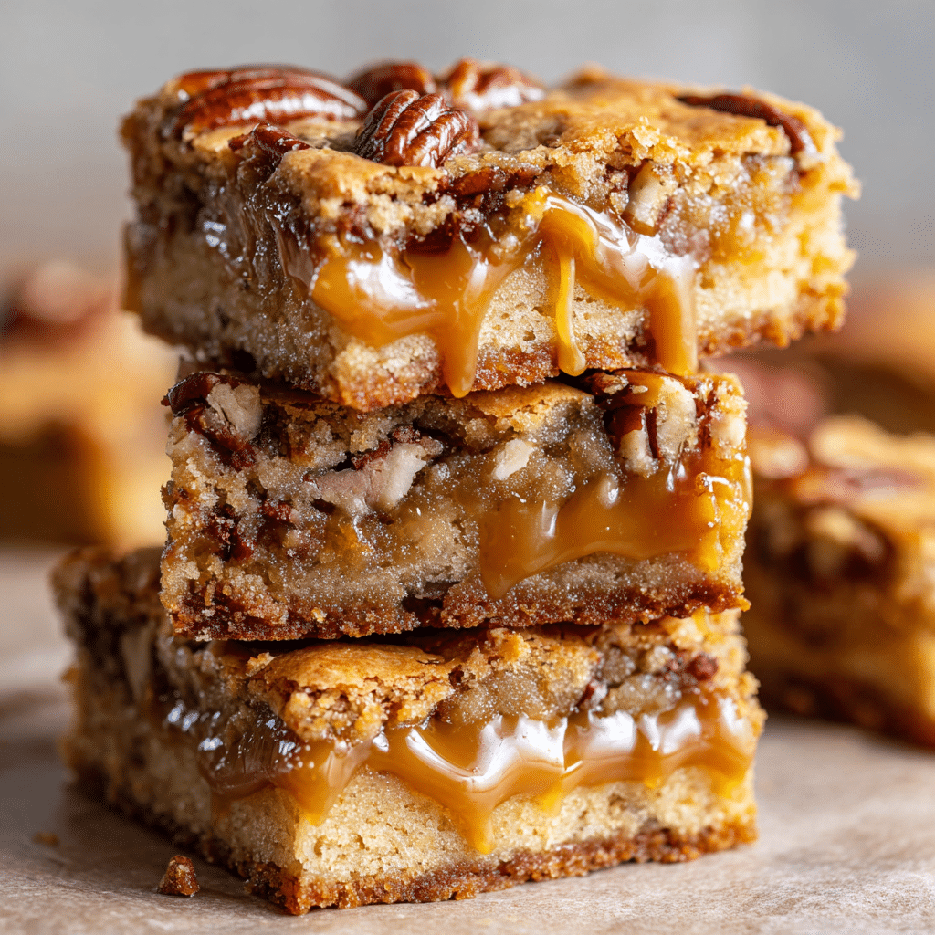 Salted Caramel Pecan Blondies Recipe - Recipe Image