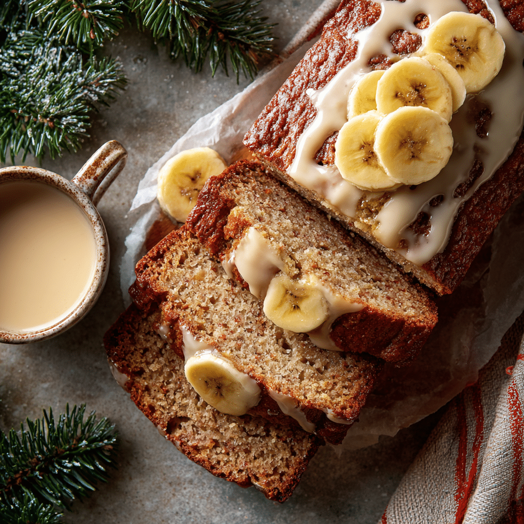 Christmas Banana Bread with Eggnog Glaze Recipe - Recipe Image