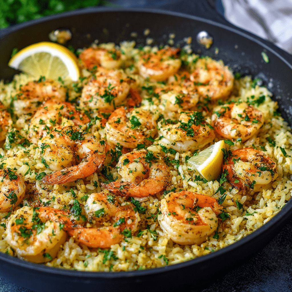 garlic shrimp and rice skillet - Recipe Image