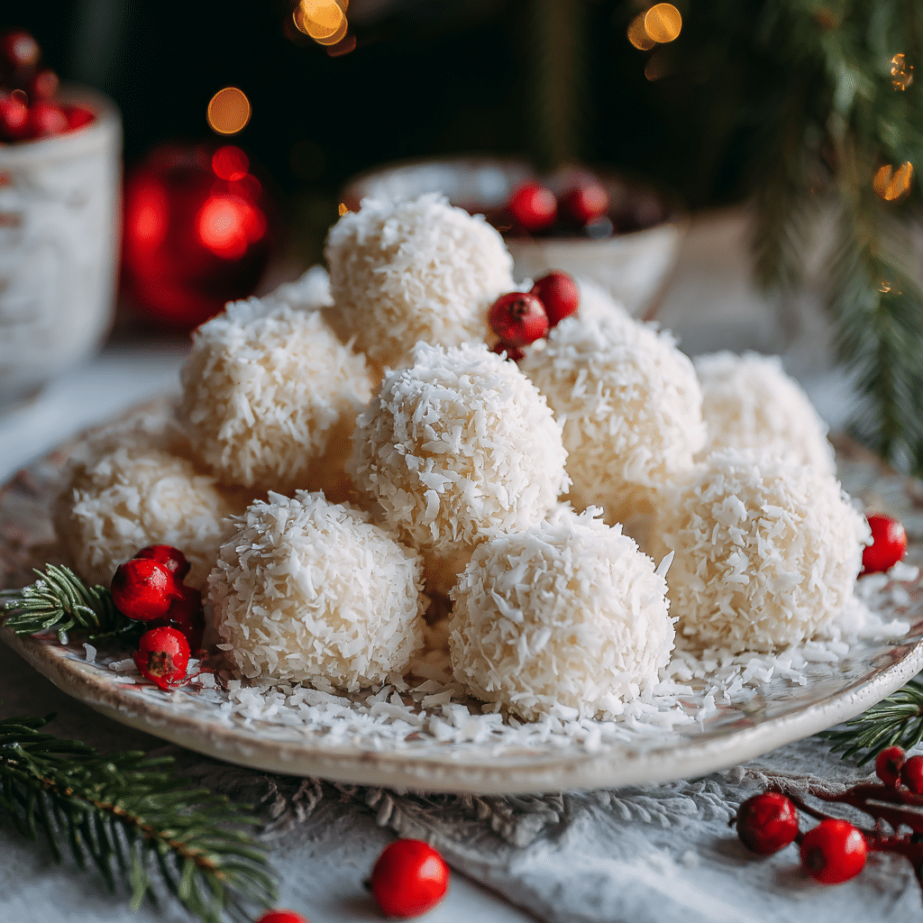 NO BAKE – Cream-Cheese Coconut Snowballs Recipe - Recipe Image