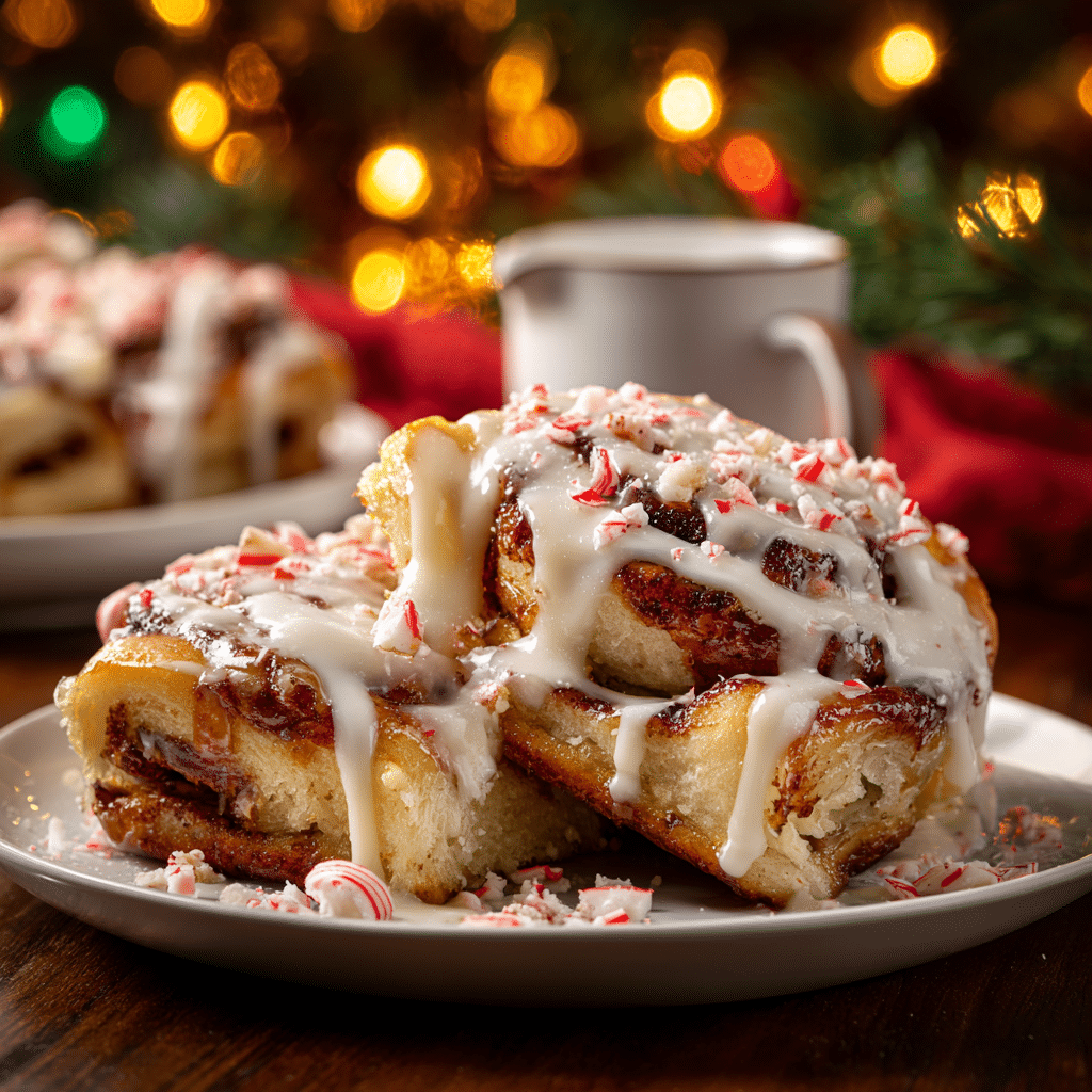 Peppermint Bark Cinnamon Rolls Recipe - Recipe Image