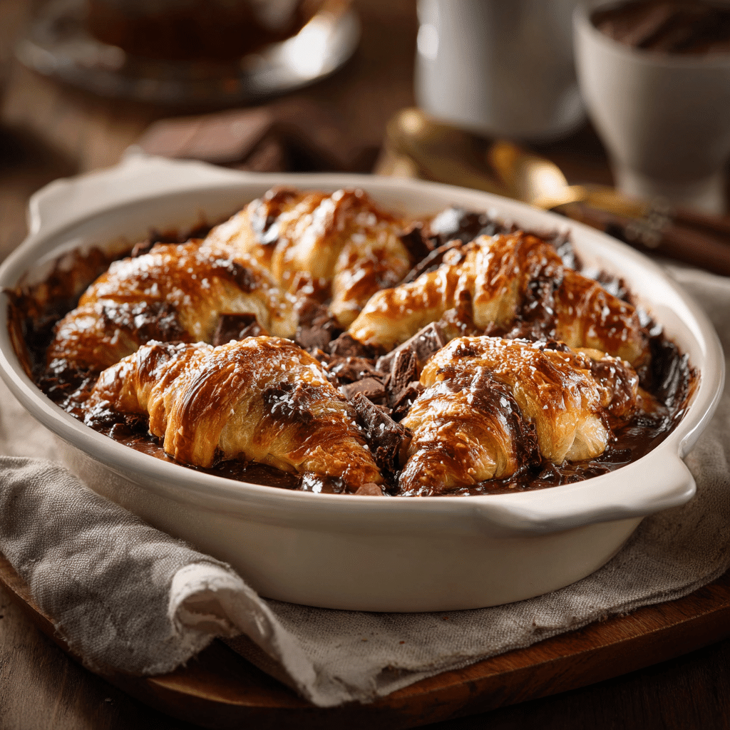 Decadent Chocolate Croissant Breakfast Bake Recipe - Recipe Image