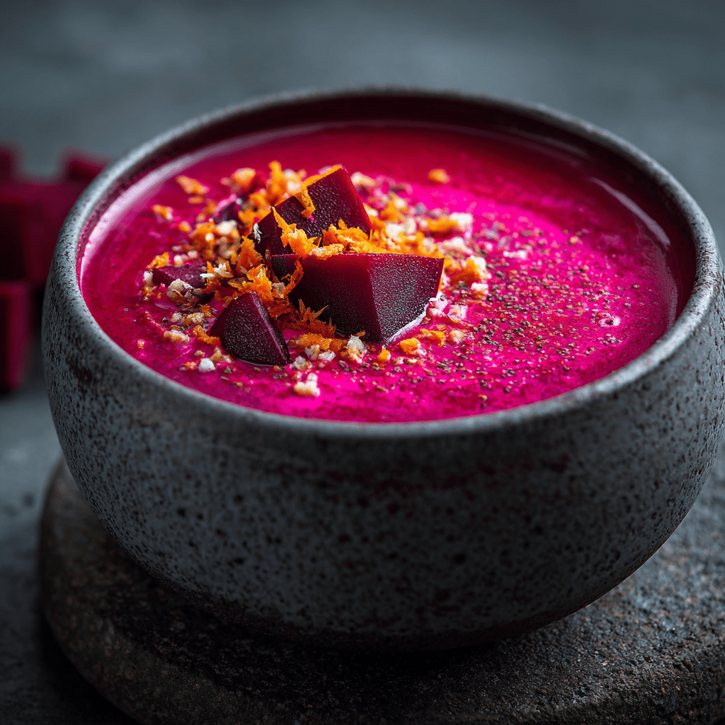 Beet & Sweet Potato Coconut Soup Recipe - Recipe Image